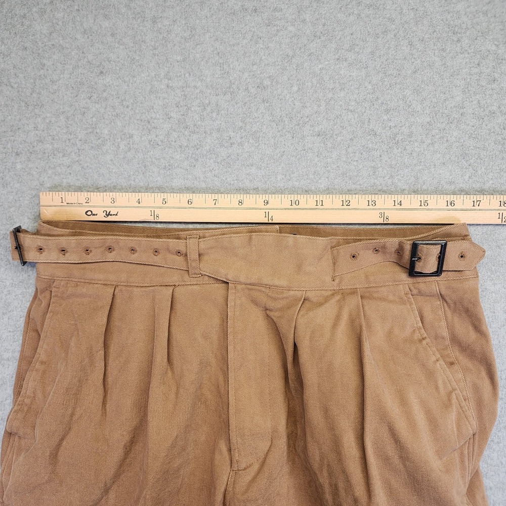 Todd Snyder Gurkha Trouser Pants Men 33x27 Brown Pleated Side Tab Brushed Cotton - Picture 10 of 11